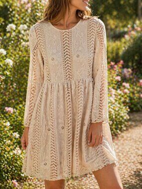 Tea & Rose Lace Dress Blush Pink Boho Cottage Small